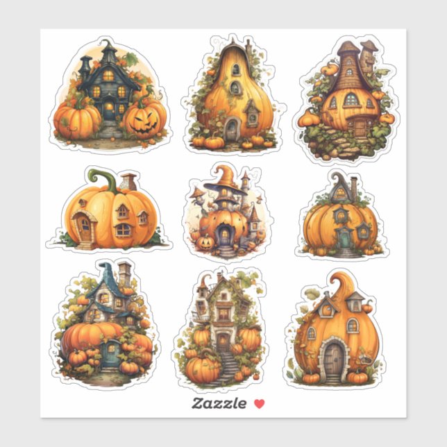 Pumkin House Autumn Sticker Pack (Blatt)