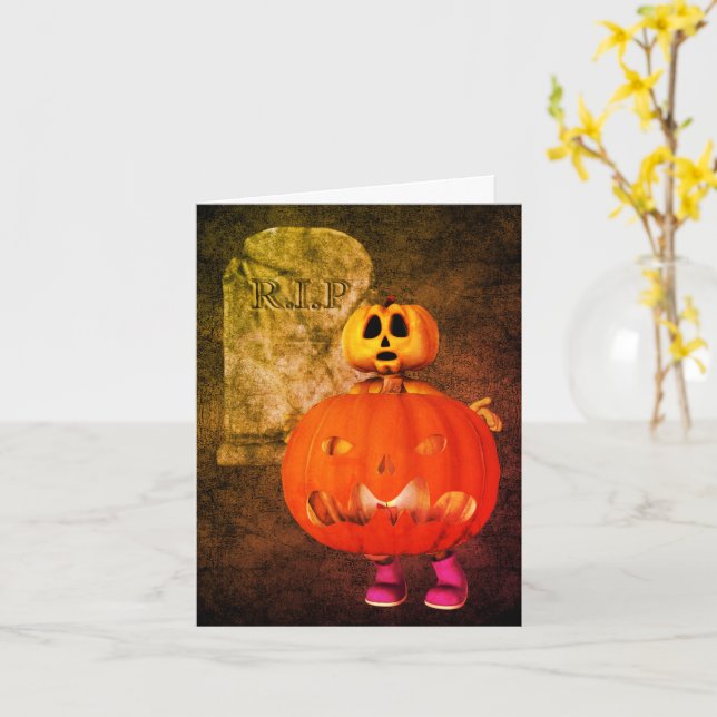 Pumkin Man Grabstein Halloween-Note-Karte Karte (Gelbe Blume)