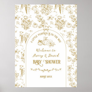 Pumkin Toile Floral Neutral Baby Dusche Willkommen Poster
