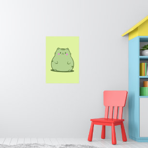 Pummelige Matcha-Grüne Katze Poster
