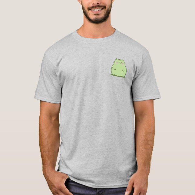 Pummelige Matcha-Grüne Katze T-Shirt (Vorderseite)