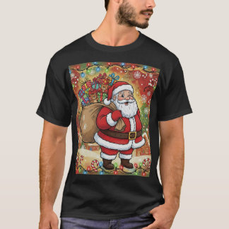 Pummeliger Cartoon-Weihnachtsmann mit Geschenksack T-Shirt