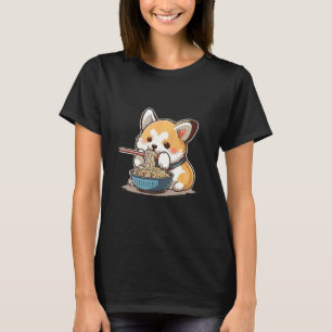 Pummeliger Corgi-Hund isst Ramen Süß T-Shirt