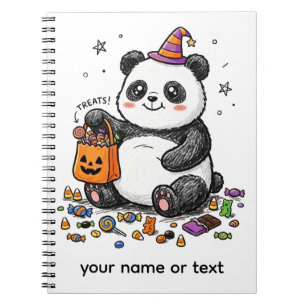 Pummeliger Halloween-Panda mit süßem Bauch & Hexen Notizblock