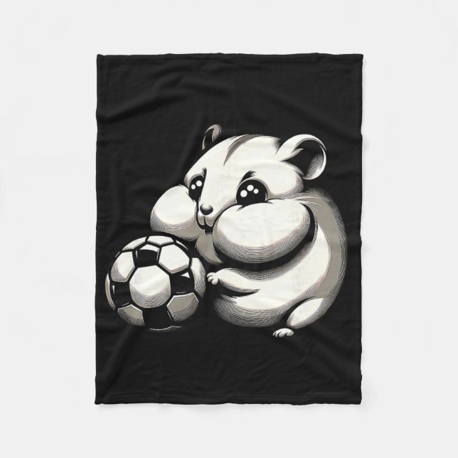 Pummeliger Hamster mit Fußball Ll Cartoon Kawaii  Fleecedecke (Vorderseite)