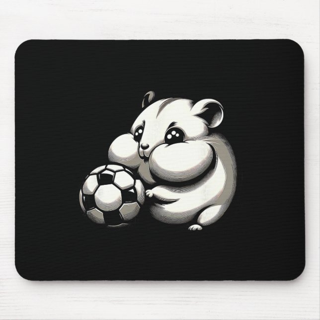 Pummeliger Hamster mit Fußball Ll Cartoon Kawaii  Mousepad (Vorne)