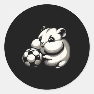 Pummeliger Hamster mit Fußball Ll Cartoon Kawaii  Runder Aufkleber