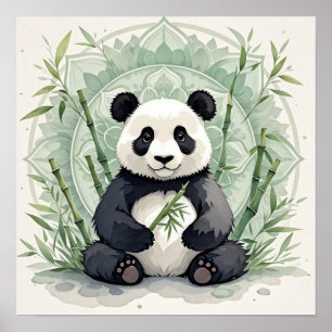 Pummeliger Panda in der Lotusposition  Poster
