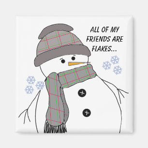 Pummeliger Schneemann mit lustigem Spruch Magnet