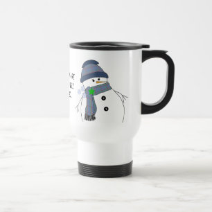 Pummeliger Schneemann mit Spruch Reisebecher
