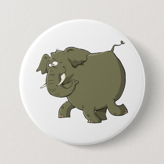 Pummeliger süßer Elefant Grau Dschungeltier Button (Vorderseite)