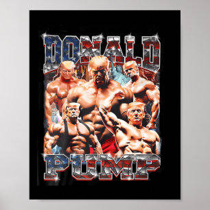 Pump 1 VS 1 Biden American Flag Swole Trump 2024 Poster