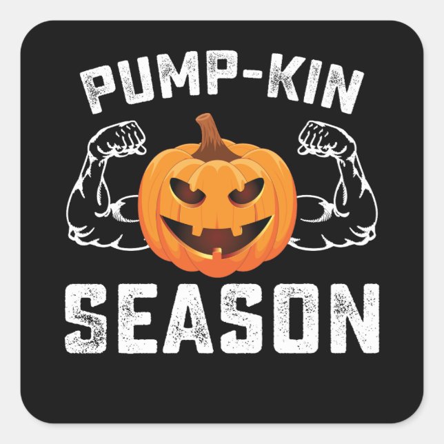 Pump Kin Season Pumpkin Gym Workout Fitness Quadratischer Aufkleber (Vorderseite)