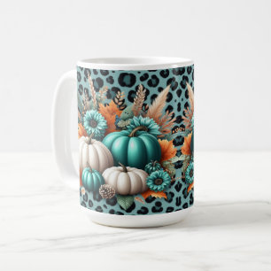 Pumpen und Blume auf Leopard Print Kaffeetasse