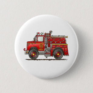 Pumper-Rettungs-Löschfahrzeug-Feuerwehrmann Button
