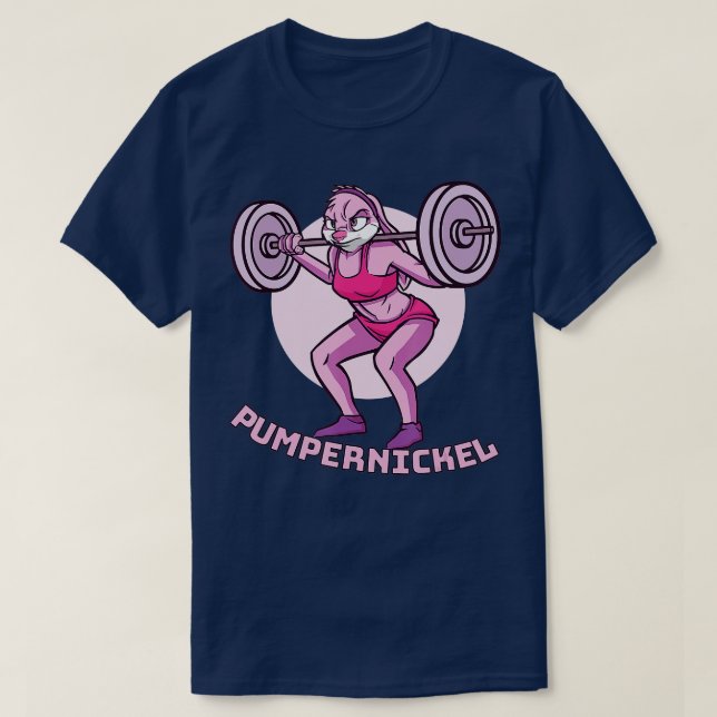 Pumpernickelkaninchen mit Barbell-Bodybuilding T-Shirt (Design vorne)