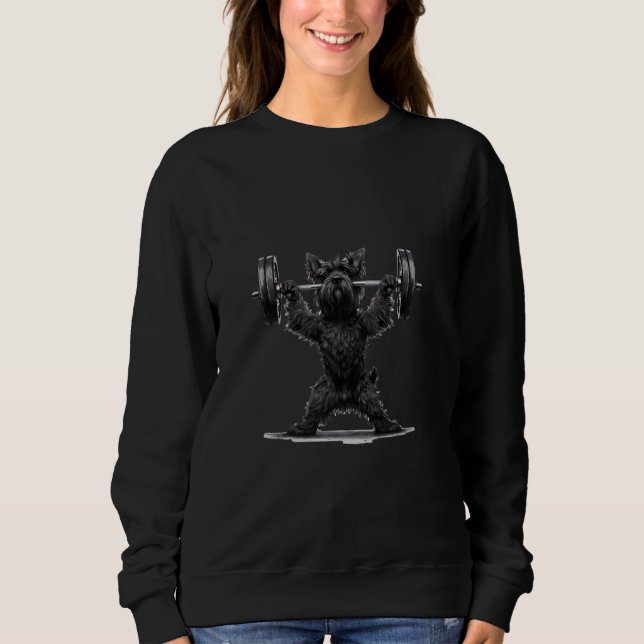 Pumpgewicht Lifting Funny Scottish Terrier Sweatshirt (Vorderseite)