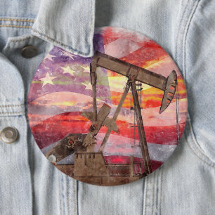 Pumpjack Silhouette Pastellfarben zeichnend amerik Button