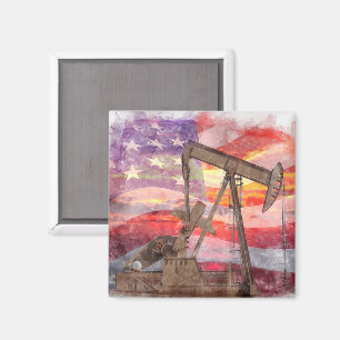 Pumpjack Silhouette Pastellfarben zeichnend amerik Magnet