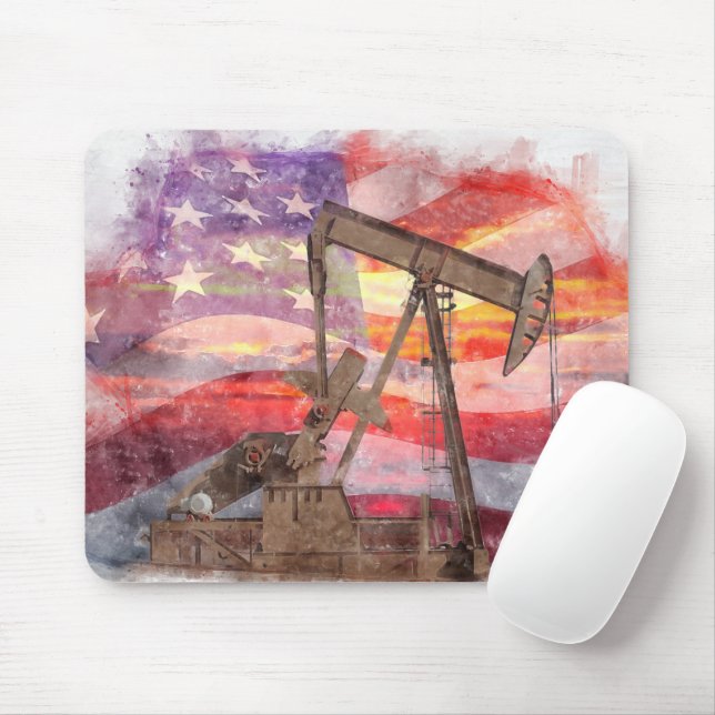 Pumpjack Silhouette Pastellfarben zeichnend amerik Mousepad (Mit Mouse)