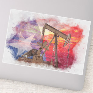 Pumpjack Texan Ikone Pastellfarben zeichnend mit T Aufkleber