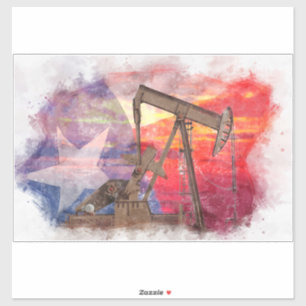 Pumpjack Texan Ikone Pastellfarben zeichnend mit T Aufkleber