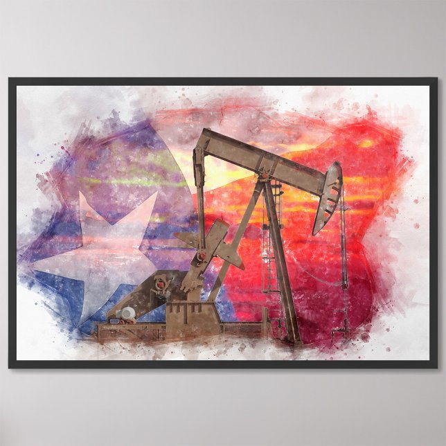 Pumpjack Texan Ikone Pastellfarben zeichnend mit T Fotodruck (Von Creator hochgeladen)