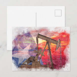 Pumpjack Texan Ikone Pastellfarben zeichnend mit T Postkarte
