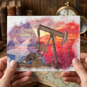 Pumpjack Texan Ikone Pastellfarben zeichnend mit T Postkarte