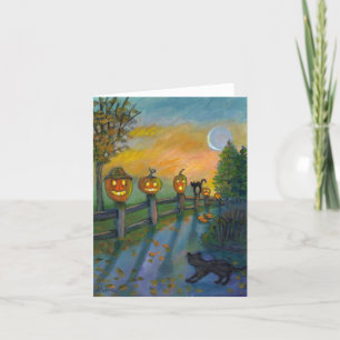 Pumpkahn- und Katzennotizkarte Karte