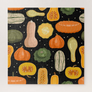 Pumpkensorten, Herbst nahtlose Illustration. Puzzle