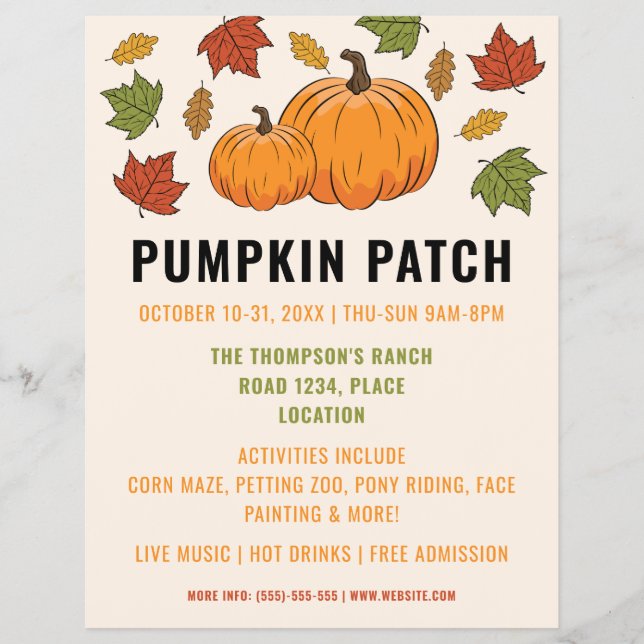 Pumpketten und Autumn lassen Custom Pumpkin Patch Flyer (Vorne)