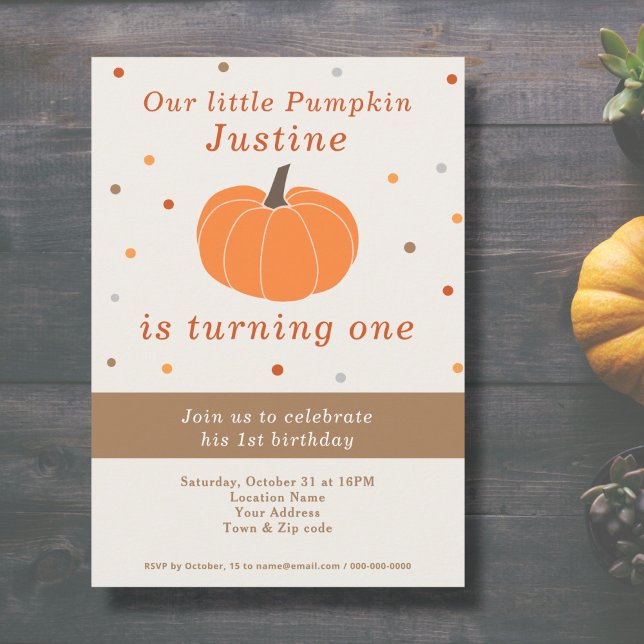 Pumpkin 1. Geburtstag Einladung (Pumpkin 1st Birthday Invitation )