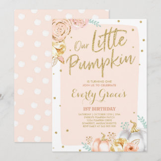 Pumpkin 1. Geburtstag Einladung Blush Pink Gold Go