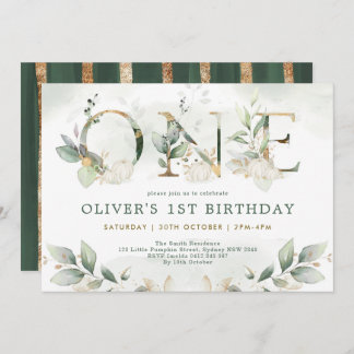 Pumpkin 1. Geburtstag Herbst Grüne Gold Party Einladung