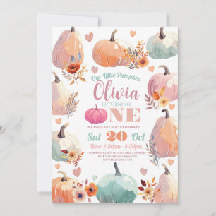 Pumpkin 1. Geburtstag Little Pastel Herbst Herbst Einladung