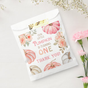 Pumpkin 1. Geburtstag Party Bold Pink Girl Floral Geschenktütchen