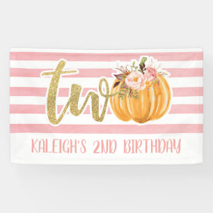 Pumpkin 2. Geburtstagsbanner - Girl Pink Streifen Banner