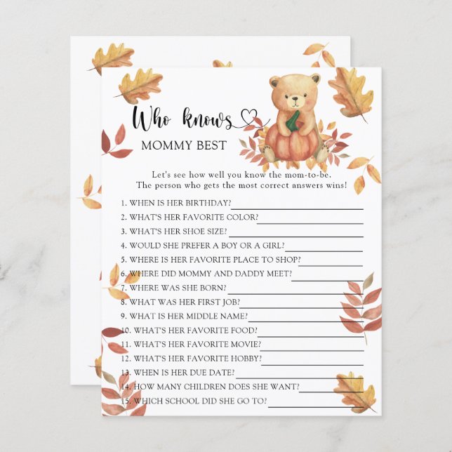 Pumpkin and Bär - Wer kennt das beste Spiel der Ma (Vorne/Hinten)