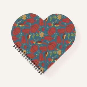 Pumpkin and carrot seamless pattern red and blue notizbuch