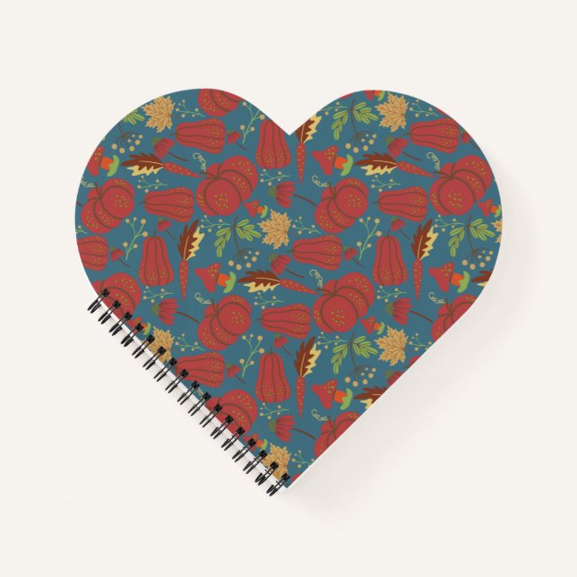 Pumpkin and carrot  seamless pattern red and blue notizbuch (Vorderseite)