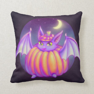 Pumpkin Anzug Lila Bat Night Fown Art Kissen
