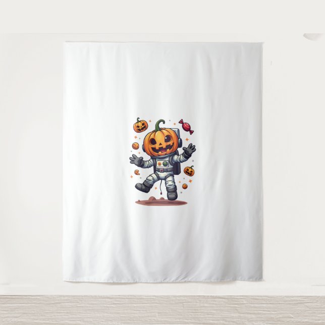 Pumpkin Astronaut - Spooky Space Explorer Shirt Wandteppich (Vorderseite)
