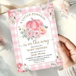 Pumpkin auf dem Weg Babydusche Mädchen rosa Fall Einladung
