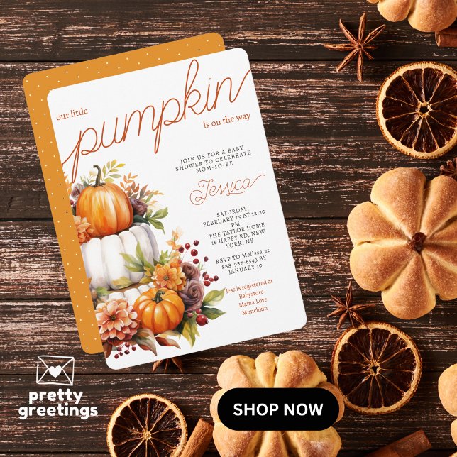 Pumpkin auf dem Weg Windeln Cake Fall Baby Dusche Einladung (Von Creator hochgeladen)