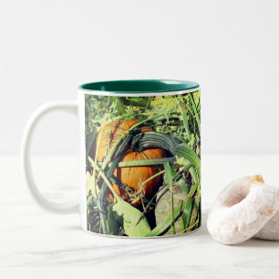 Pumpkin auf Weinfallnatur Zweifarbige Tasse