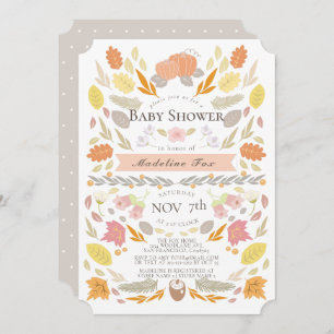 Pumpkin Autumn Foliage Floral Baby Showdusche Einladung