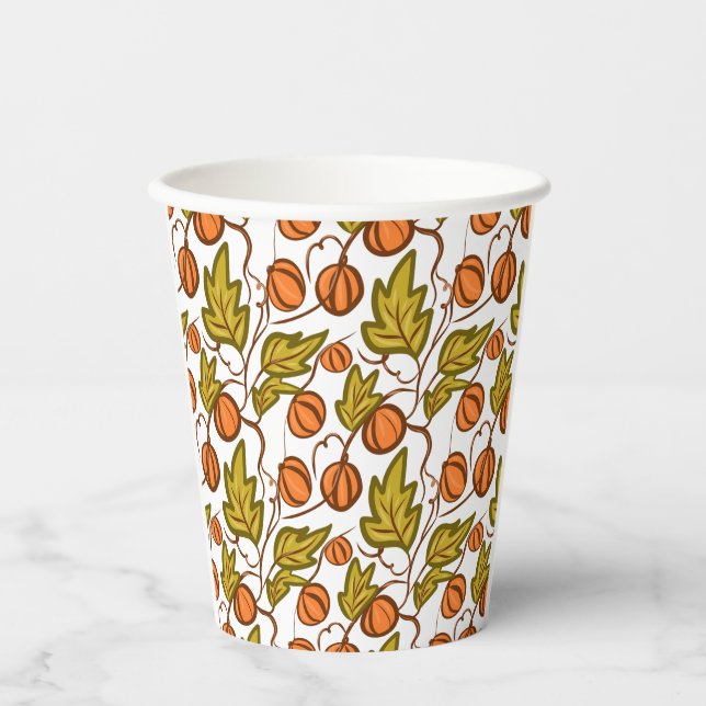 Pumpkin Autumn Hand Drawing Pappbecher (Vorderseite)