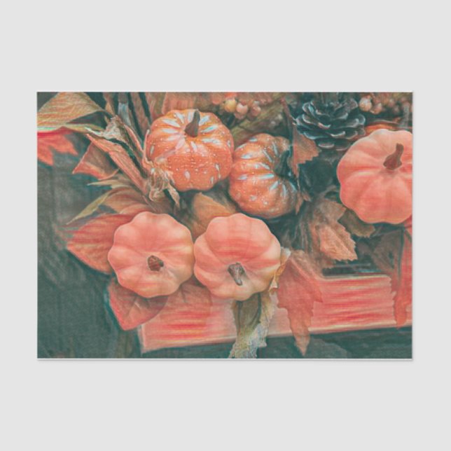 Pumpkin Autumn Orange Green Rustica Seidenpapier (Vorderseite)