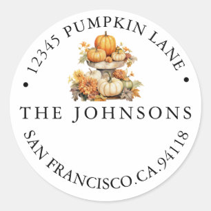 Pumpkin Autumn Rustikale Adresse Runder Aufkleber